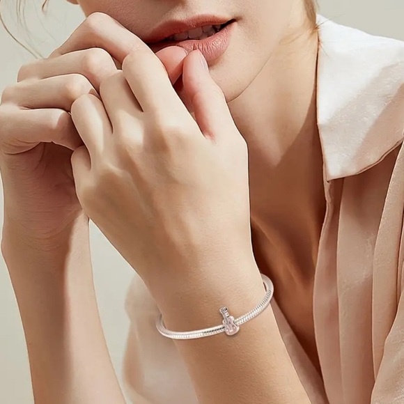 925 Sterling Silver Guitar pink  Charm high quality NWT - Picture 5 of 5